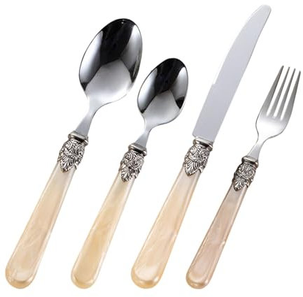 Set di posate in acciaio inox 18/10, set da tavola 60 pezzi, utensili da cucina robusti con manico ergonomico, stoviglie di alta qualità per uso quotidiano e viaggio