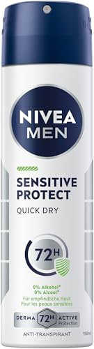 NIVEA MEN Sensitive Protect Deo Spray, Anti-Transpirant für 72h zuverlässigen Schutz für empfindliche Haut, pflegendes Deodorant ohne Ethylalkohol (150 ml)
