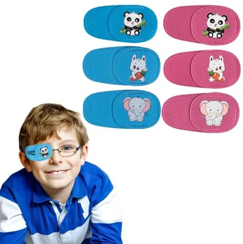 NHQZ Lot de 6 Cache-Yeux Bleu et Rose Réutilisables en Tissu Non Tissé pour Lunettes Paresseux,Amblyopie,Strabisme - Adapté à l'œil Droit