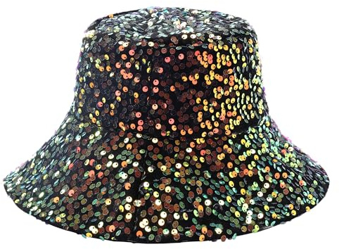 JJDreams Paillettenhut Fishinghut Partyhut Sonnenhut Unisex Disco Bucket Hut Karneval Glitzer Kappe