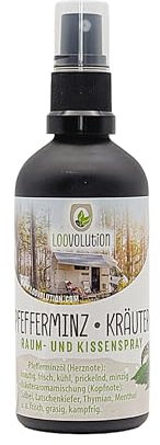 Loovolution Raum- & Kissenspray Pfefferminz-Kräuter, Natürliches Duftspray mit Ätherischen Ölen, 100ml – Erfrischend und durchatmen für Zuhause und unterwegs, Vegan, Langanhaltend, Umweltfreundlich