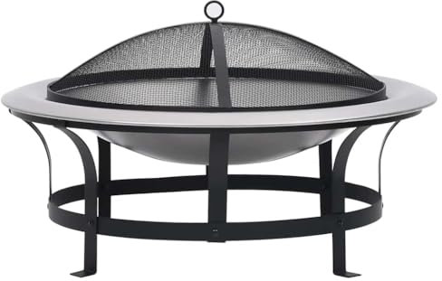 Haus & Garten, Kamine, Feuerstelle im Freien mit Grill, Edelstahl, 76 cm