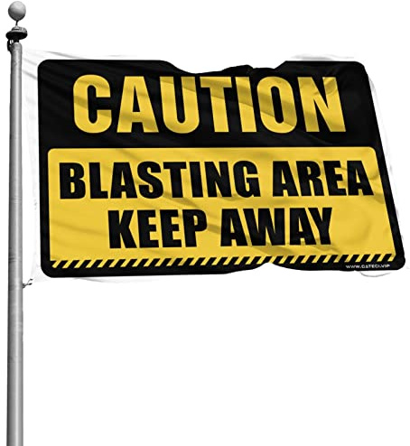 Garagen-Zubehör für Männerhöhle mit Aufschrift Caution Blasting Area, Keep Away, College-Zimmer-Schild, Raumzubehör für Herren (152 x 244 cm)