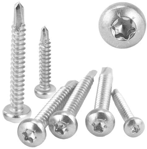 100 Stück Bohrschrauben Linsenkopf 4,8x16 mm Edelstahl A2 Selbstschneidende Blechschrauben für Weichmetalle (Form M) DIN 7504 WIBTEC®