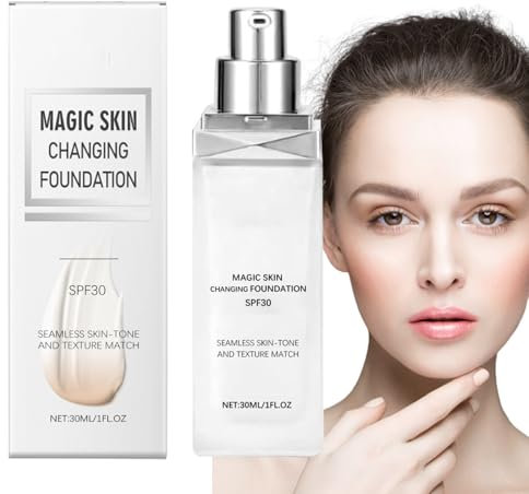 Color Changing Mature Skin Foundation, Color Adjusting Foundation, Cream Base Tone Correcting SPF 30 Coverage Glow Concealer for Women
