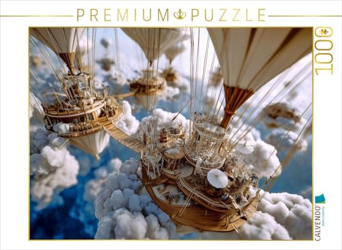 Puzzle · Wolkenhafen der Lüfte | Schwebende Plattform mit Segelballons · 1000 Teile · Lege-Größe 64 × 48 cm · CALVENDO Puzzle