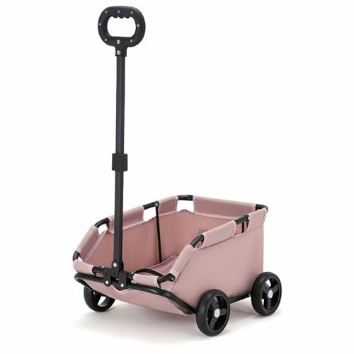 Poussette pour chiens pliable pour animaux de compagnie miniature,chariot pour chien,avec barre de poussée réglable, design ouvert, coussin, sac de rangement et roulettes