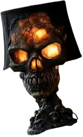 Totenkopf LED Licht Halloween Deko Skelett Kopf Tischlampe mit Kabel Outdoor Gartenleuchte für Urlaub Dekoration Outdoor Schädel