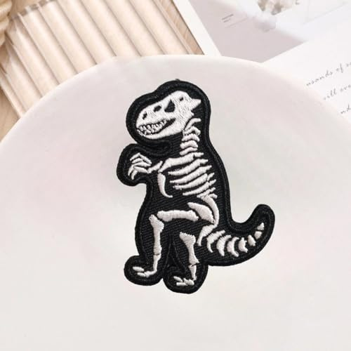 Patches Klett, Dinosaurier Skelett Stickerei Aufnäher, Militär Aufkleber Abzeichen, Moral-Patch für Taktische Kleidung Rucksack Baseballkappe Uniform