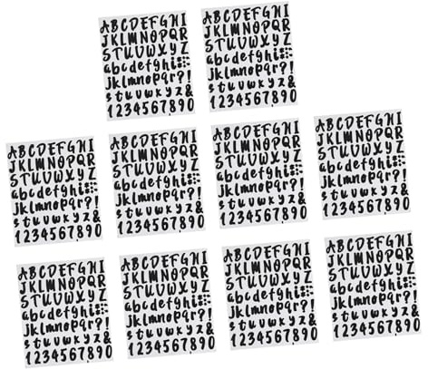 Outanaya Selbstklebende Buchstaben und Zahlenaufkleber mit Rückstandsfreier Haftung 10 Blatt aus Schwarzem Pvc für Wohn und Arbeitszimmer Dekoration