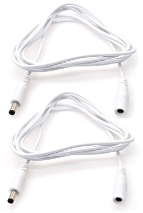 JZK 2PCS 2M White 5.5mm x 2.1mm DC Power Extension Cable, 2.1mm x 5.5mm Female to Male Power Adapter Cord, DC 5V 6V 9V 12V 24V Power Lead for CCTV Camera, IR illuminator, Printer, LED Strip
