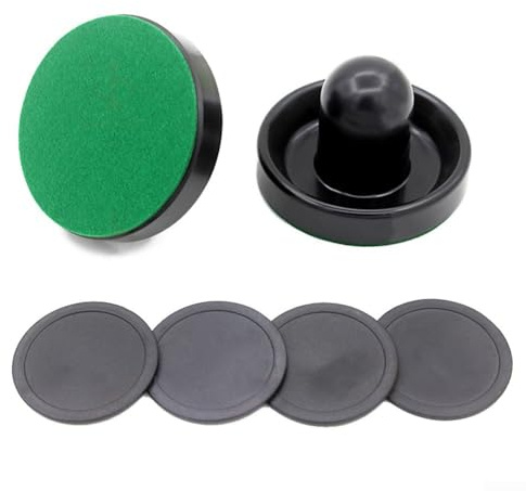 Air Hockey Drücker und Pucks Set - 96mm Filzschläger 60mm Höhe Schläger ABS Kunststoff Rot für Indoor Air Hockey Tische (2 Drücker, 4 Pucks, 2 Flanell)(Schwarz)