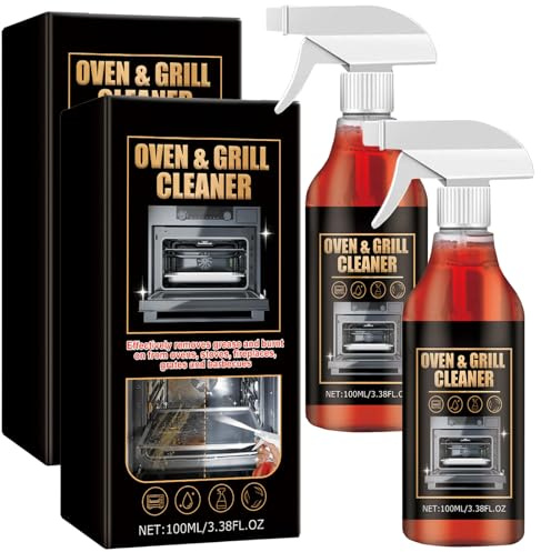100ml Oven Cleaner Heavy Duty, Foam Oven and Grill Cleaner Spray, Powerful Grease Remover for Kitchen, Air Fryer Cleaner, 5 Minutes Fast Acting, for Stove Cookware Barbecue Grate Cleaning (2)