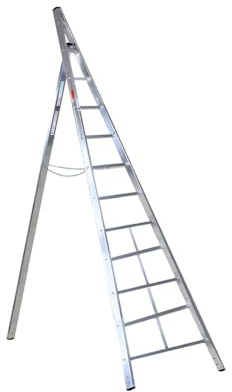 Svelt Scala Agricola Conica a Pioli (10 gradini) | con Piantone di Sostegno che Consente anche Posizione a Cavalletto, Portata 150kg, modello Agriluxe