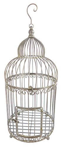 Clever-Deko antiker Vogelkäfig Vogelbauer Blumenkäfig Dekokäfig antik braun Pflanzenkäfig Pflanzkäfig Jugendstil Kolonialstil Metall Metallkäfig