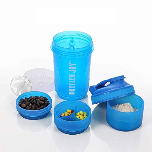 VENNERLI Protein Shakers bottles 600ml BPA Free Strong Durable Workout Gym Water Nutrition Shaker Bottle with Storage