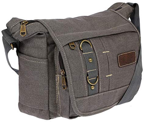 Christian Wippermann Damen Tasche Schultertasche Umhängetasche aus Canvas inversch. Farben Grau