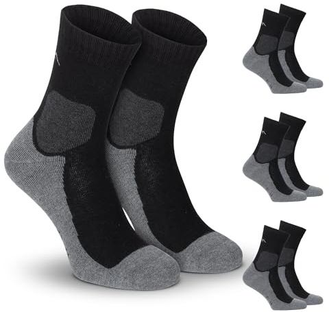 gipfelsport Wandersocken Herren & Damen, Outdoor Trekkingsocken | Hiking Socks, Wanderstrümpfe aus Merinowolle | Trekking Socken für Wandern mit extra Polster | Größe 36-38 I Schwarz, Dick I 3x Paar