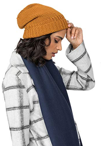 likemary locker sitzende Beanie-Mütze für Frauen aus Reiner Merinowolle - ethisches Geschenk gelb Senfgelb