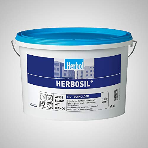 Herbol HerbosilWeiß Fassadenfarbe | Dispersionfarbe auch für groben Putz | 12,5 liter
