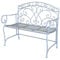 GlamHaus Metal Garden Bench, Patio Seat Furniture, Foldable Blue, Beautiful Shabby Chic, Handmade Vintage (Genoa Blue)