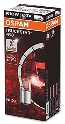 OSRAM TRUCKSTAR PRO R10W, lampada di segnalazione alogena, 5637TSP, lampada per camion 24V, astuccio (10 lampade)