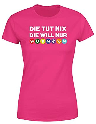 Brettspiel Die TUT nix die Will nur Murmeln Brettspiel und Sprüche Damen T-Shirt, Farbe: Pink, Größe: Small