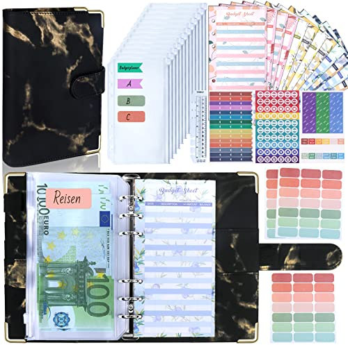 Budget Planner Budget Binder A6 - Budgetplaner Finanzplaner, Bugetplaner Umschlagmethode Haushaltsbuch mit Geldfächer, Geld Organizer Sparbuch mit Folien für Sparen, Geldplaner, Cash Stuffing