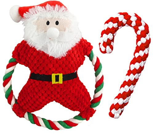 TaimeiMao 2PCS Hundespielzeug Weihnachten,Quietschende Hundespielzeug,Kauspielzeug für Weihnachten,Hundespielzeug Seil,Intelligenzspielzeug für Hunde,Denkspiele