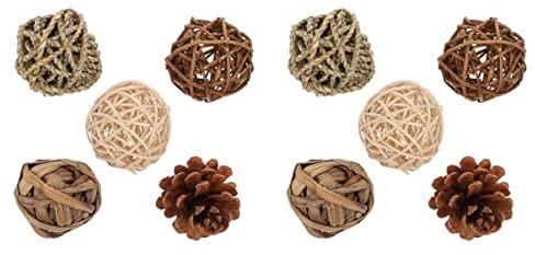EXCEART 10 Stk Heimdekorationsball Gewebtes Gras Spielen Natürliches Geflochtenes Gras Füller Für Blumenvasen Weihnachtliche Hängende Rattenkugel Kaninchen Kauen Rattan Hase Tannenzapfen