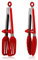 Kitchen Tongs Set of 2, 9 Inch Silicone Tongs with Stainless Steel Handle - Non-Slip Locking, Food Safe, Red