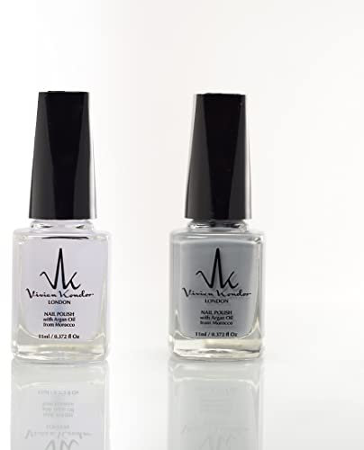 Vivien Kondor Vegan Friendly Argan Care Nail Polish (Combo Of 2) Long Lasting Shiny Nail Polish (Matte Top Coat) + (Grey)