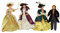 iLAND Puppenhaus-Puppen 1:12 Maßstab, Mini Puppen im viktorianischen Stil, Porzellan-Spielfiguren-Set (Edel 4 Stück)