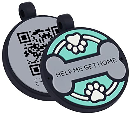 THELUCKYTAG Personalisierte Erkennungsmarke, graviert mit 3D-QR-Code für Hunde und Katzen, Silikon, leise, Haustiermarke – Online-Profil erstellen, keine App-Anforderung (grüner Knochen, schwarzer QR)