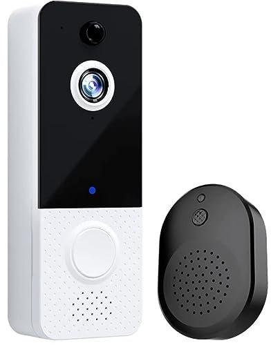 1080p HD Wireless WiFi Smart Video Doorbell with Chime Night Vision 2-Way Audio PIR Motion Detection Alert Remote Security Camera Waterproof Cloud Rechargeable Battery easy installation App Control