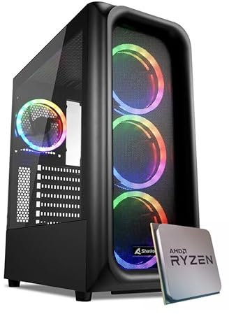EMCA4 Computer Gaming PC Assemblato Fisso Ryzen 5 4500 - RTX 4060 8GB - M.2 1TB nvme - Ram 16GB - ARGB - Windows 11