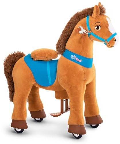 PonyCycle Esencial Modelo E Caballo Balancin con Ruedas (con Freno/Talla 4 para 4-7 años) Juguete Grande Caballito Montable para Niños Caballo Marrón- E437
