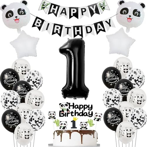 Panda ballons 1 an anniversaire garcon fille décoration, panda ballon décoration anniversaire 1 an garcon fille ballons 1 an anniversaire décoration enfant, panda déco 1 an anniversaire