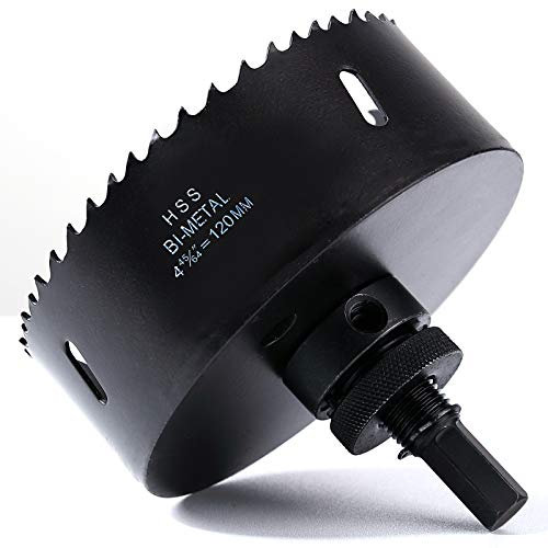 Seghe a Tazza 120mm, HSS Bi-Metallica M42 Sega A Tazza Trapano Punta Elicoidale Foro per Iron Alluminio, Legno, Cartongesso, Tubi, Plastica, Pannelli di Fibra, Nero