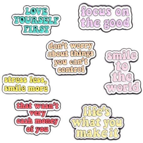 6 x Buchstaben-Emaille-Anstecknadeln, positive Ermutigung, Anstecknadel, inspirierende Buchstaben, Anstecknadel, Anstecknadel, positiver Spruch, Anstecknadel, Set, Kleidung, Tasche, Party, Dekoration,