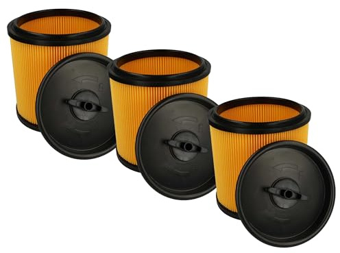 vhbw 3x Faltenfilter kompatibel mit Parkside (Lidl) PNTS 1250 | 1300 D3, 1300 C3, 1250/9, 1300 B2, 1300 A1 Staubsauger - Patronenfilter Gelb Schwarz