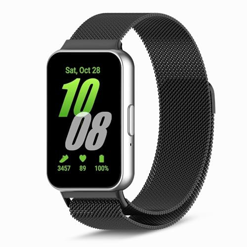 PaceBid Bracelet Compatible avec Samsung Galaxy Fit 3, Bracelet de Montre en métal en Acier Inoxydable Ajustable Magnétique Bracelet de Montre pour Samsung Galaxy Fit 3 - Noir