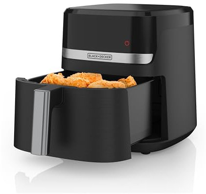BLACK+DECKER - Freidora de aire purificada de 4 cuartos de galón, temporizador con apagado automático y recordatorio de agitación, visualización táctil LED y 9 ajustes preestablecidos, 1300 W hasta