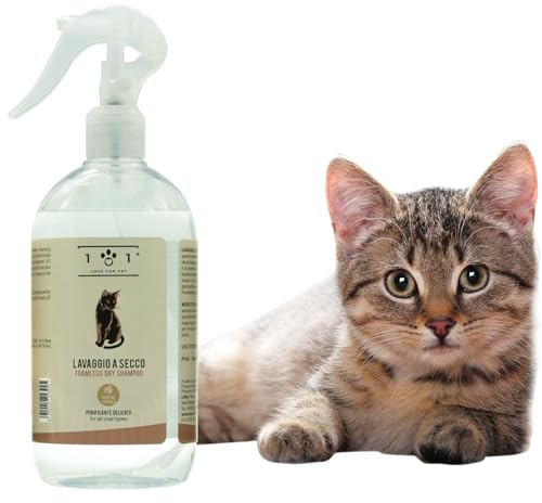 Natürliches und pflanzliches Trockenshampoo für Katzen – ohne Wasser oder Ausspülen – für eine effektive chemische Reinigung, Linie 101 (500 ml)