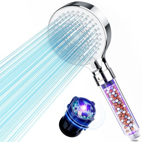 Magichome Duschkopf mit Filter 3 Schicht und 395nm - 400nm UV-Licht Handbrause 5 Strahlarten Hochdruck Duschkopf Wassersparend für Hartes Wasser,Rest-Chlor