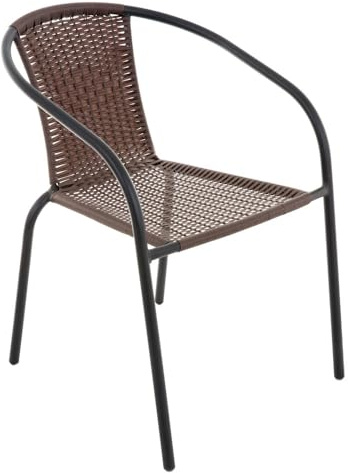 PATIO Gartenstuhl stapelbar Polyrattan Bistro Plus Stapelstuhl Balkonstuhl Metallrahmen pulverbeschichtet 1 Stuhl braun