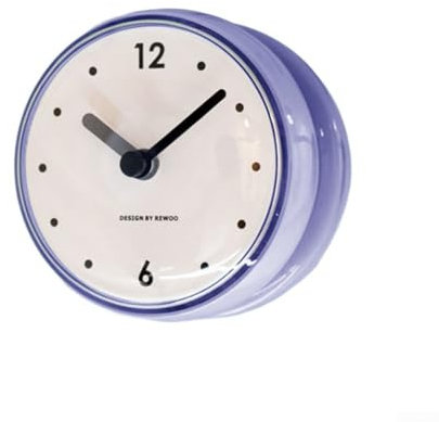 PETSTIBLE Reloj de cuarzo silencioso impermeable para cocina, baño, accesorio con ventosa, antivaho (azul)