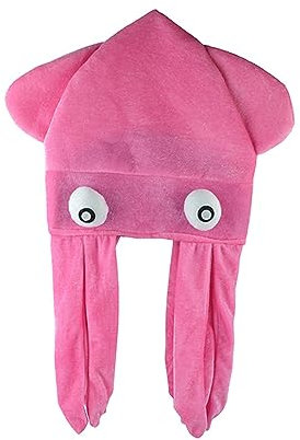 JTLB Tintenfischmütze, Lustige Flanell-Krake-Mütze, Halloween-Foto-Krake-Mütze (Rosa)