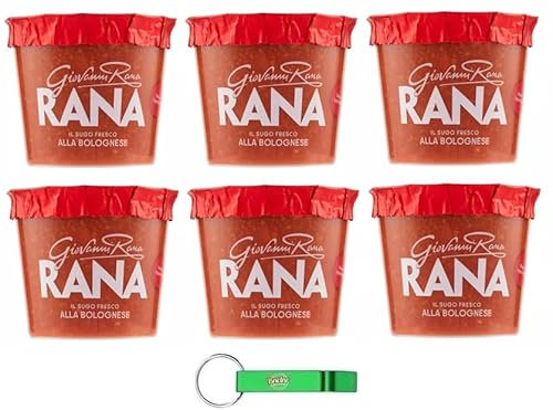 6x Giovanni Rana Sugo Fresco Bolognese,Frische Bolognese-Sauce Pasten Kochsaucen Soße mit Tomaten und Fleisch 225g + Beni Culinari Kostenloser Schlüsselanhänger