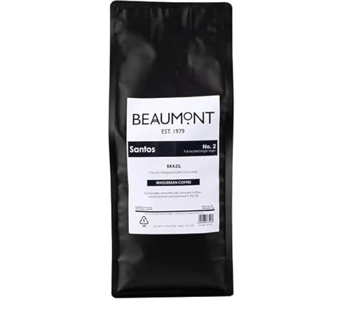 Beaumont No.2 Grind Coffee Dark Roasted Beans 1kg - Brazilian Arabica, Flavour Notes: Cocoa, Molasses, Dark Chocolate HS529